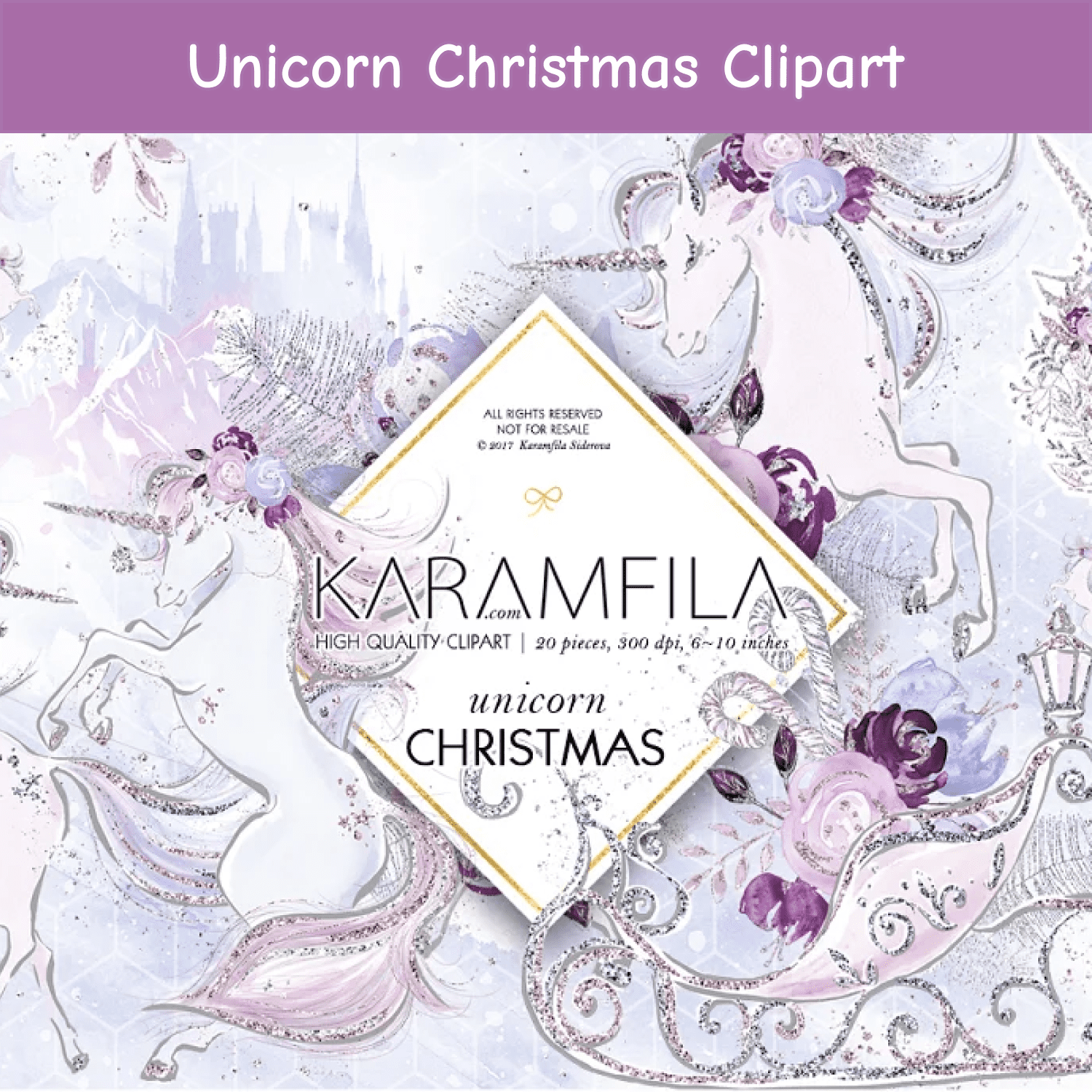 Unicorn Christmas Clipart.