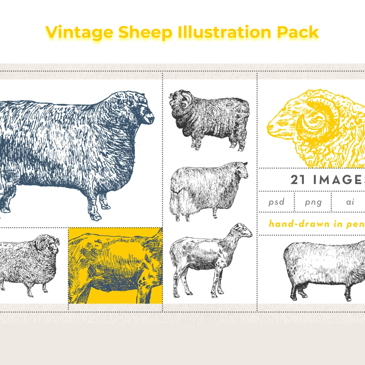 Save Vintage Sheep Illustration Pack cover.