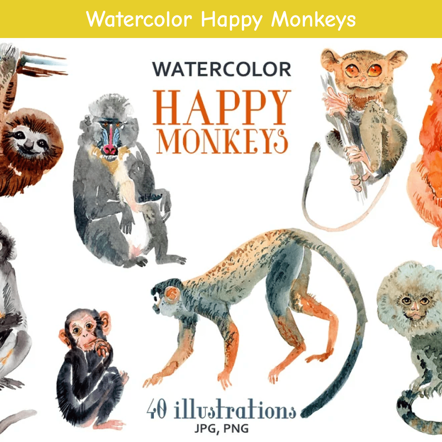 Watercolor Happy Monkeys cover.