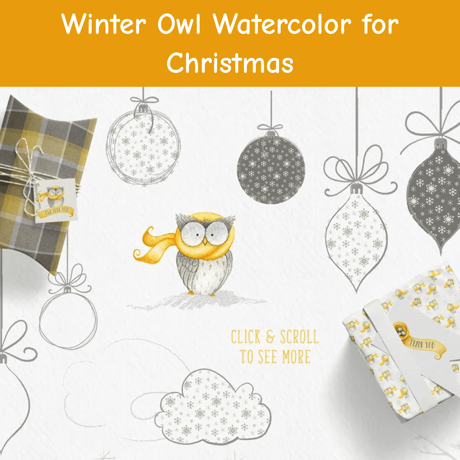 Winter Owl Watercolor for Christmas cover.
