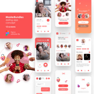 Pink Dating App UI Kit – MasterBundles