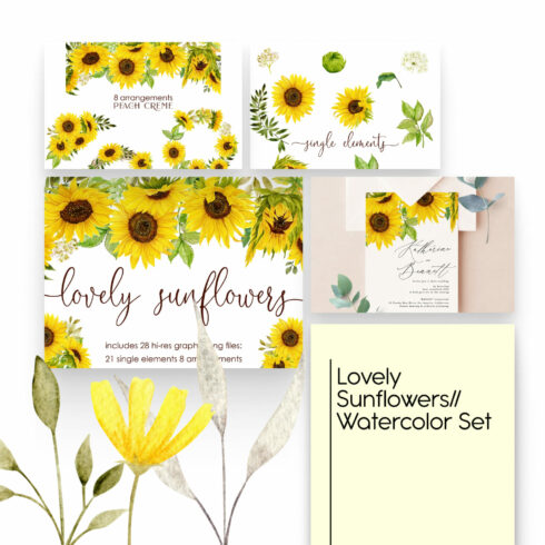 Lovely Sunflowers// Watercolor Set.