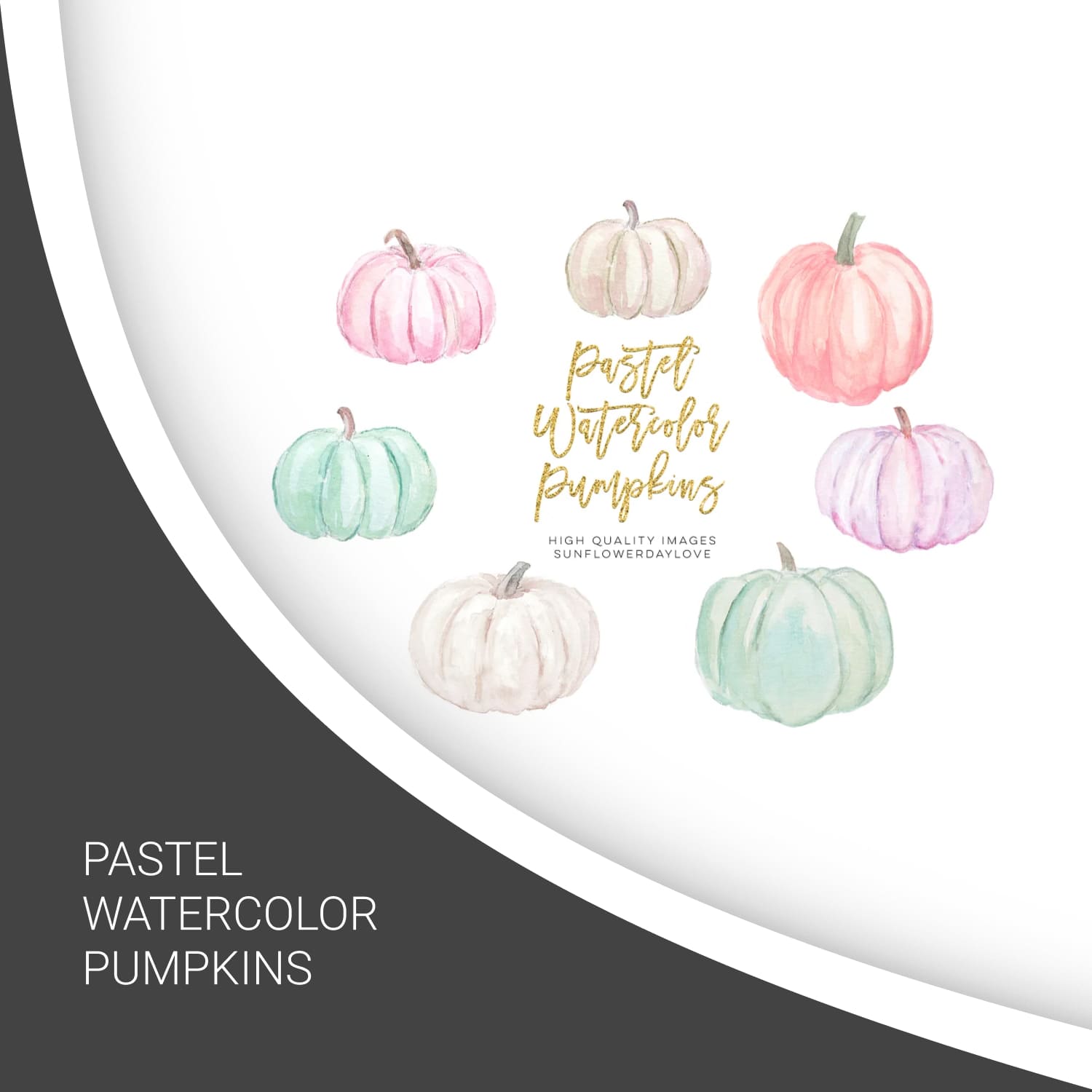 Pastel Watercolor Pumpkins.