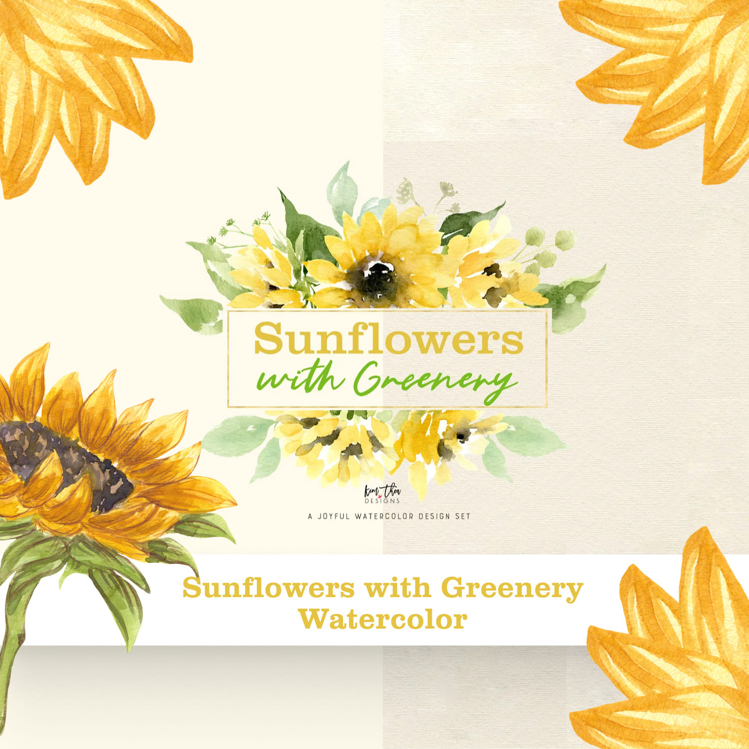 Sunflowers with Greenery Watercolor.