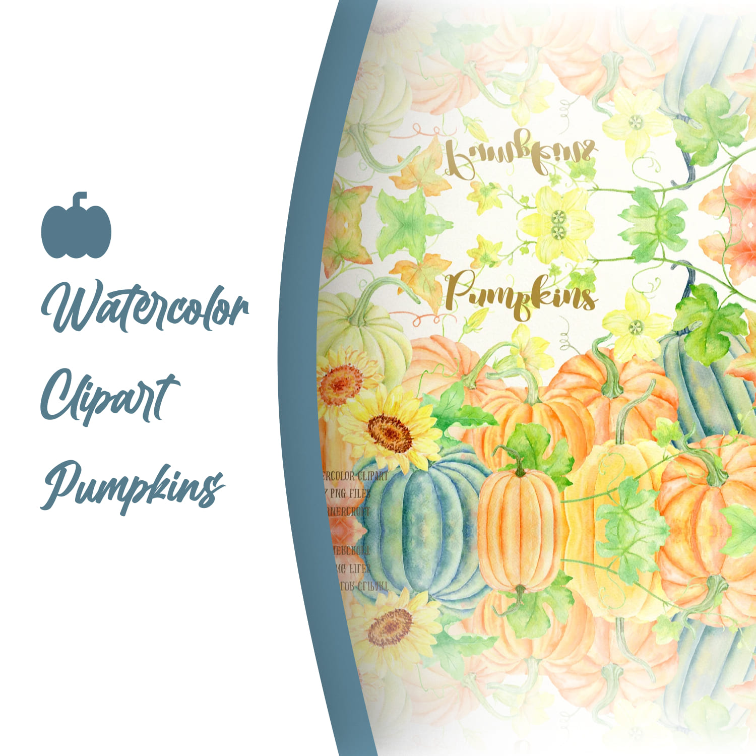 Watercolor Clipart Pumpkins.
