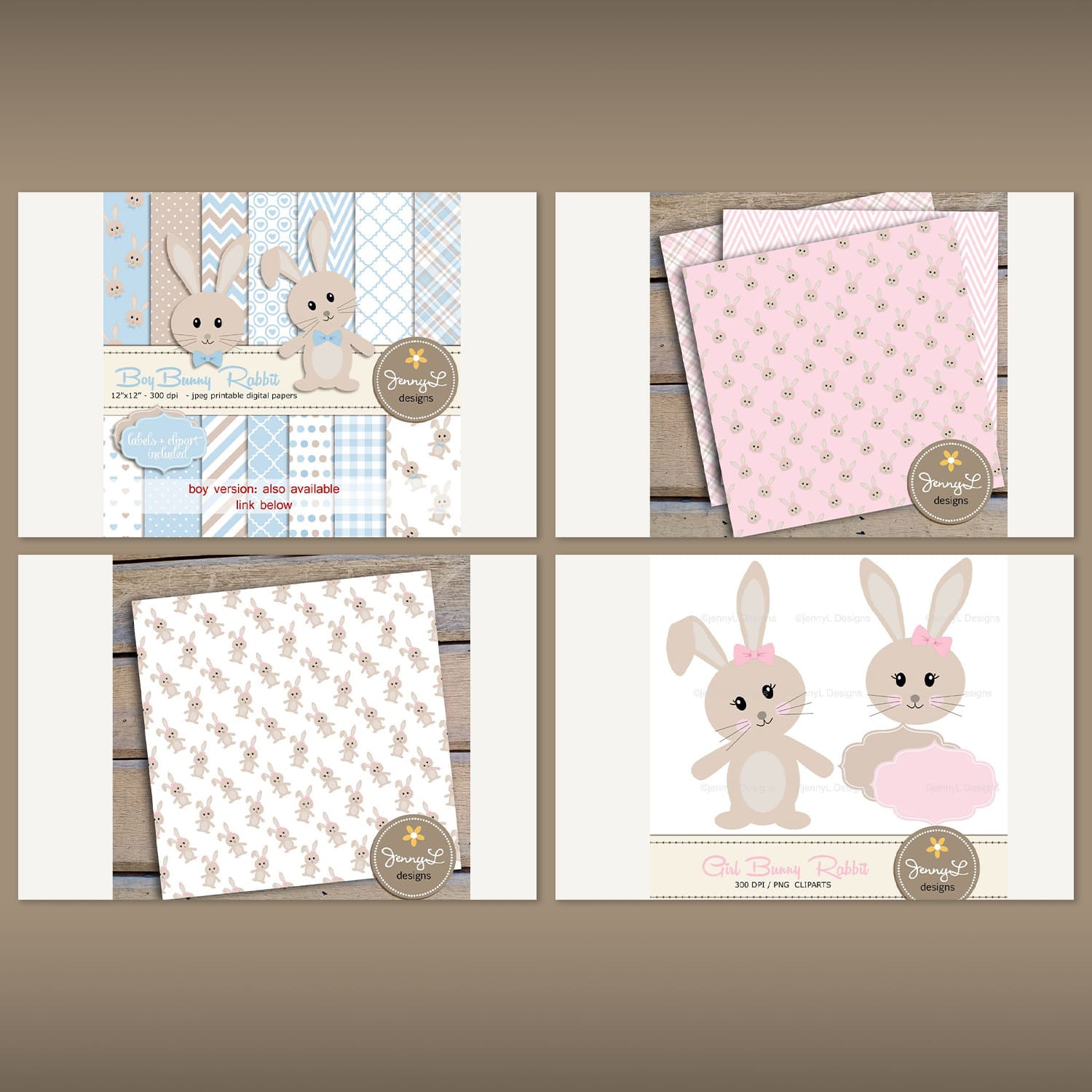 Save Girl Bunny Rabbit Digital Paper cover.