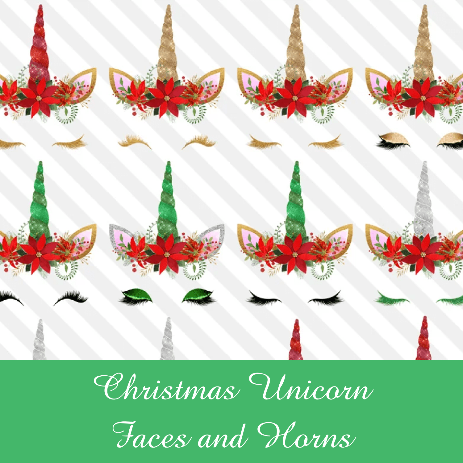 Christmas Unicorn Faces and Horns cover.