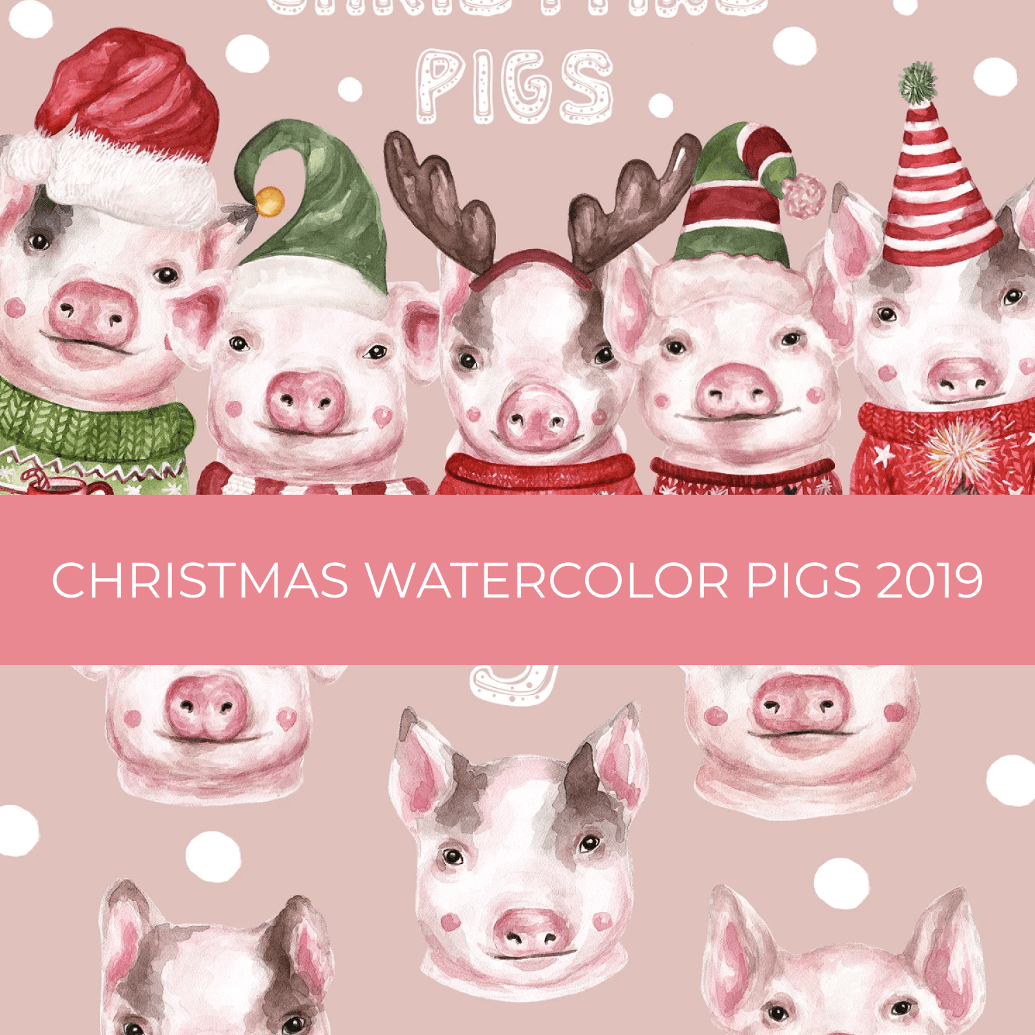 Christmas Watercolor Pigs 2019 cover.