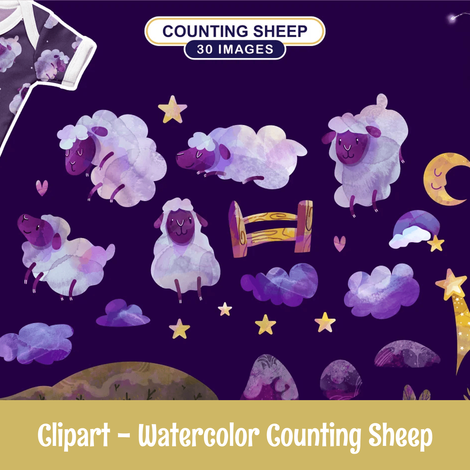 Clipart - Watercolor Counting Sheep cover.