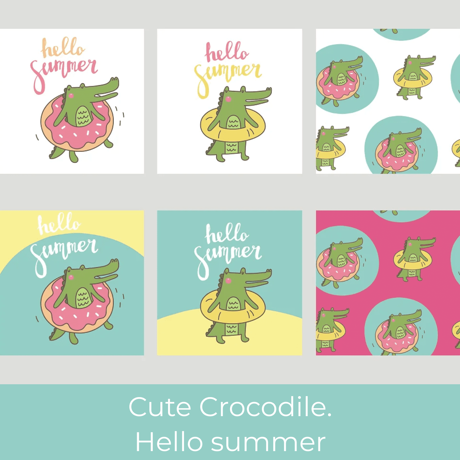 Cute Crocodile. Hello summer cover.