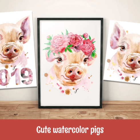 Cute watercolor pigs cover.