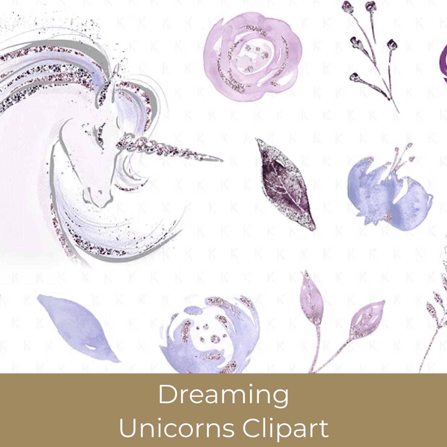 Dreaming Unicorns Clipart cover.