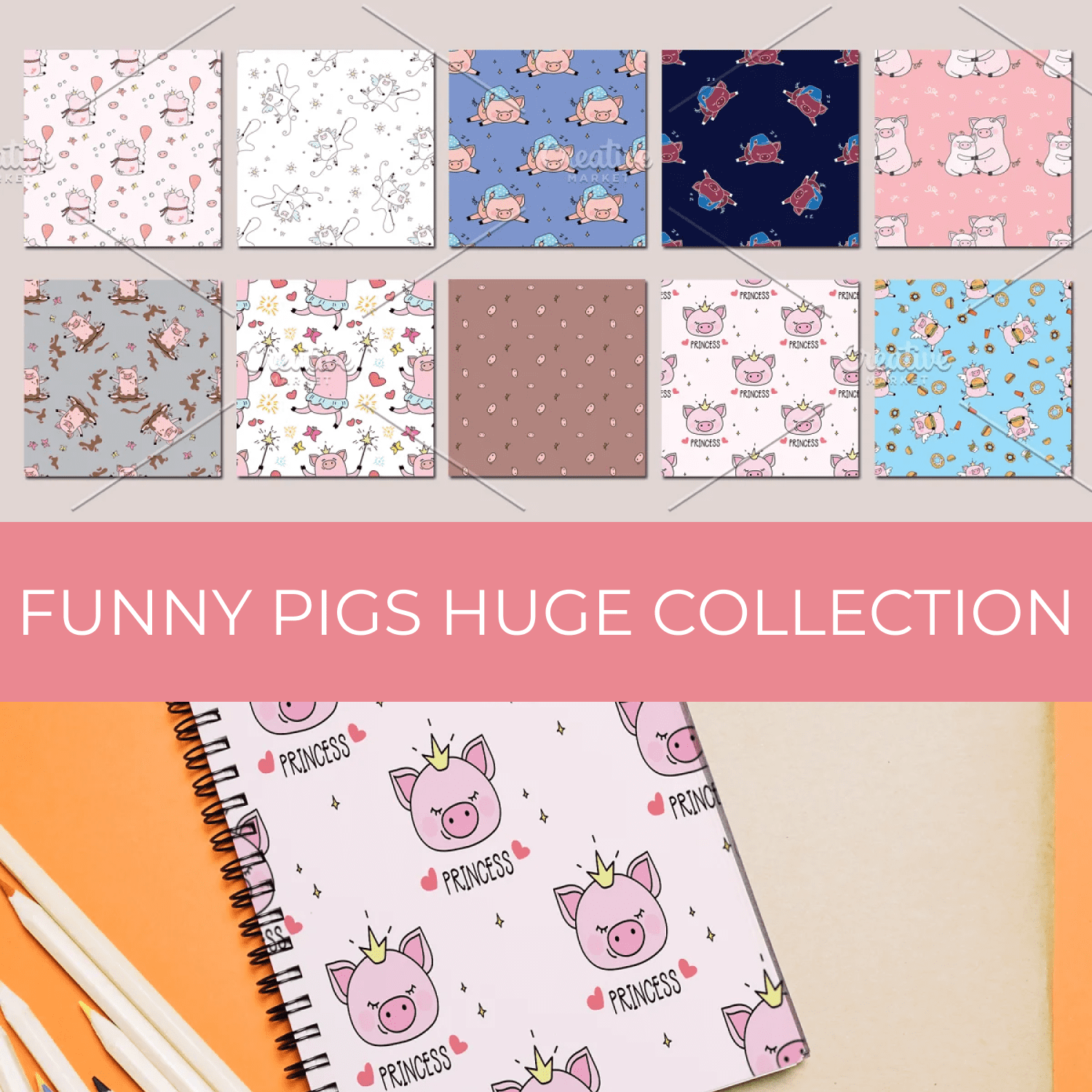Funny pigs huge collection cover.