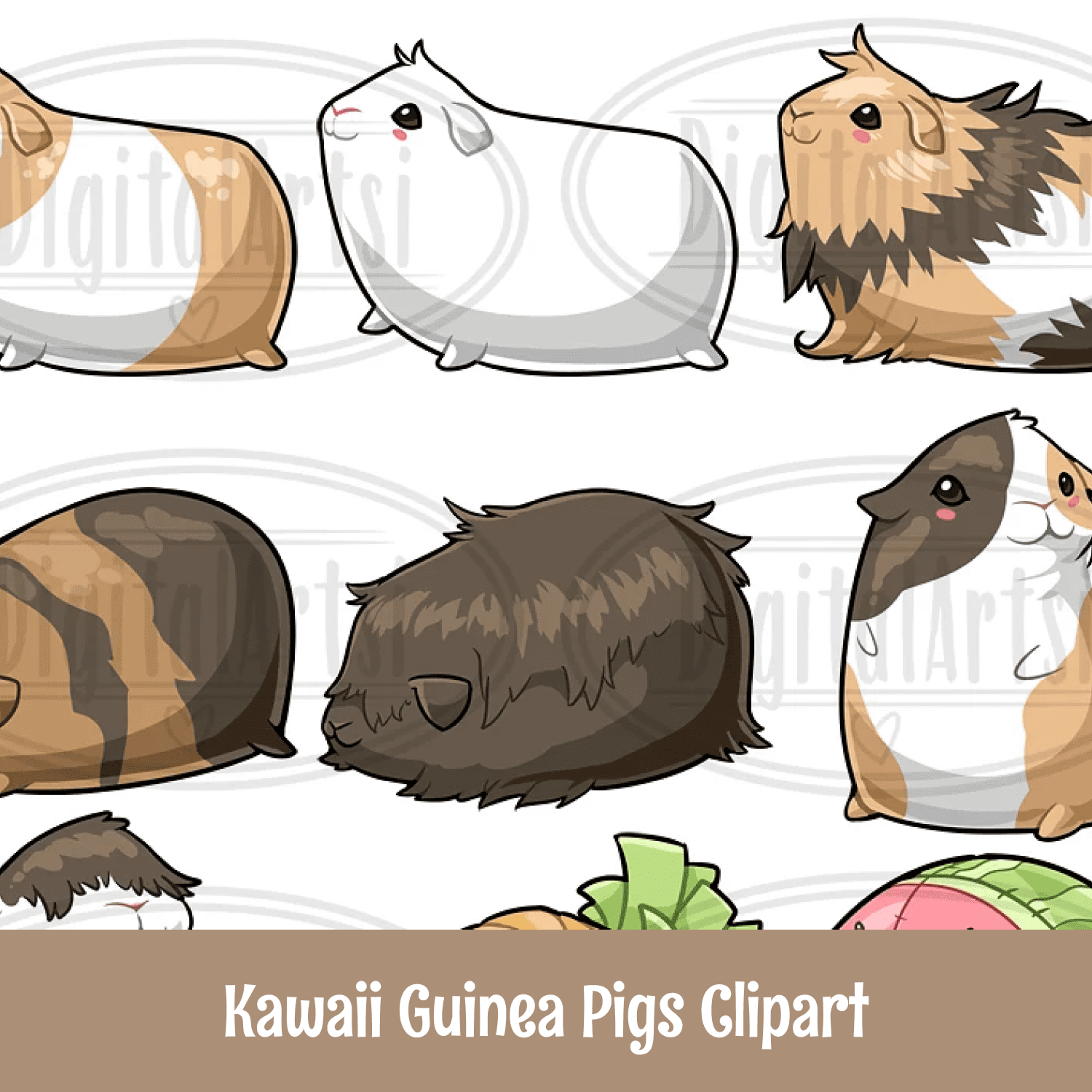 Kawaii Guinea Pigs Clipart cover.