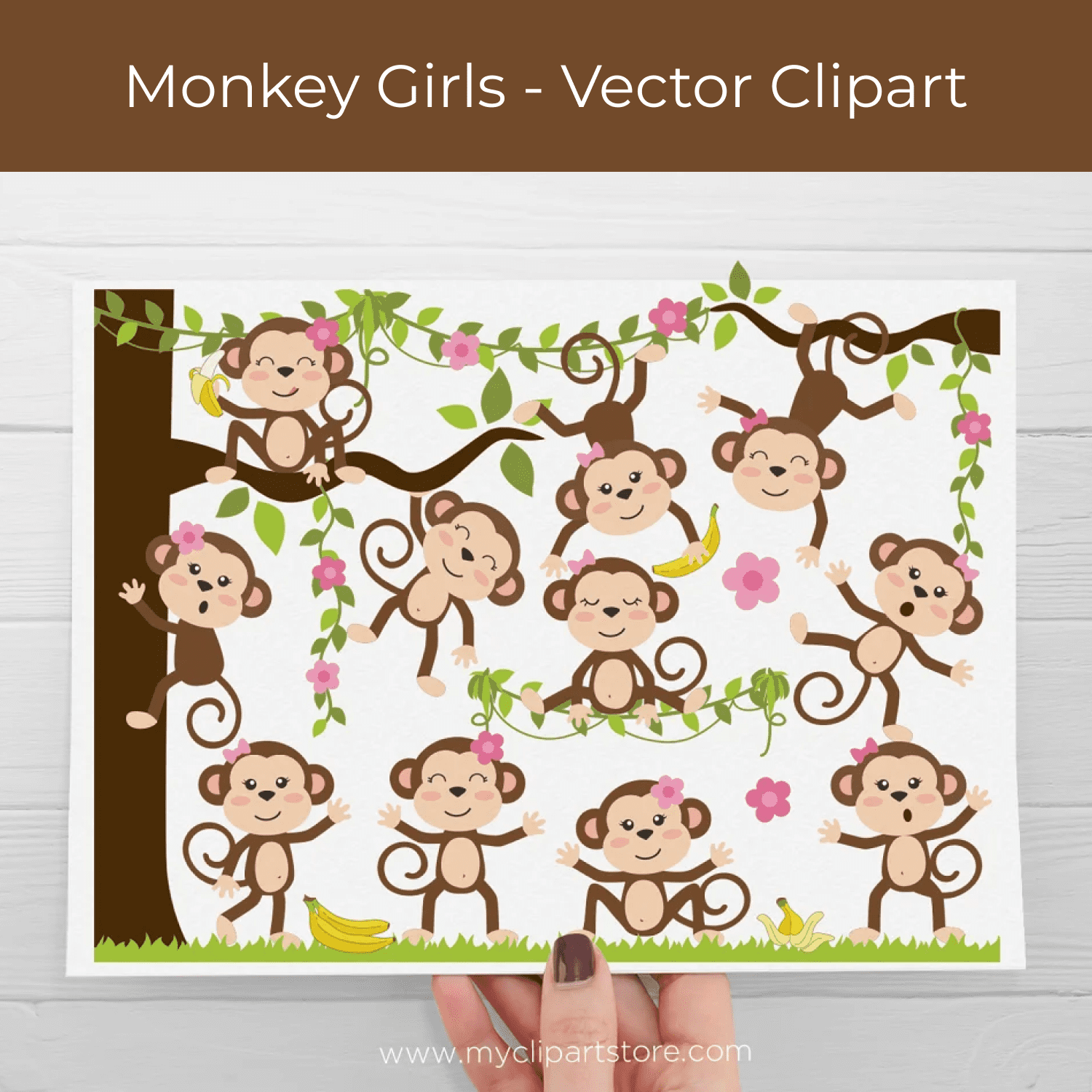 Save Monkey Girls - Vector Clipart cover.