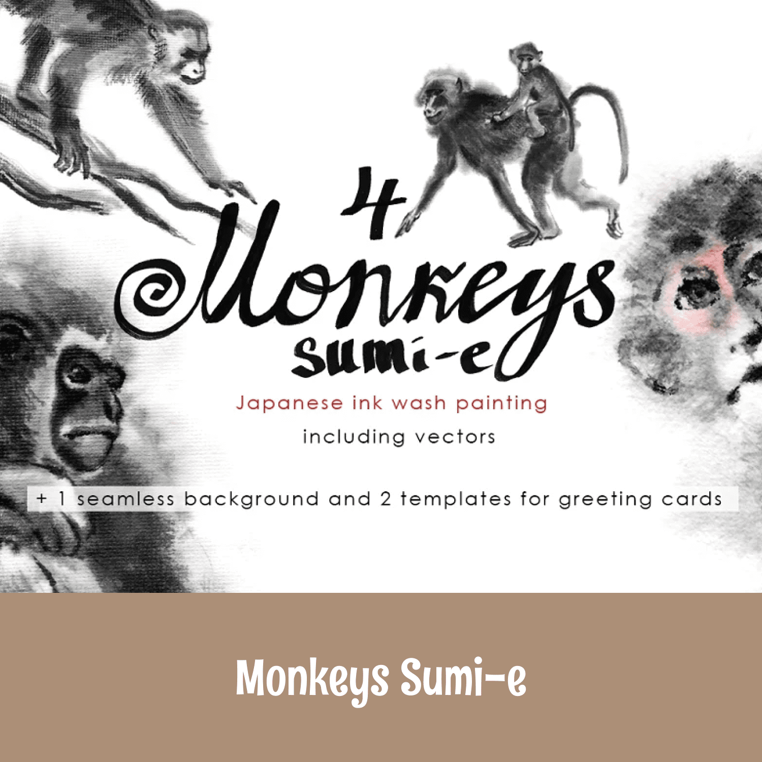 Monkeys Sumi-e. cover.