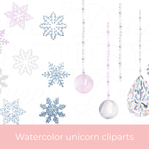 Watercolor unicorn cliparts.
