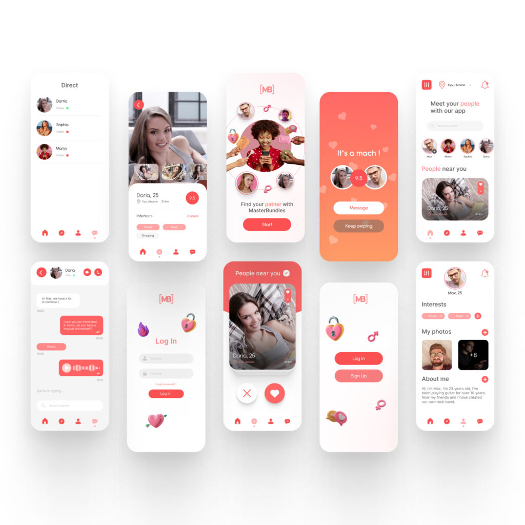 Pink Dating App UI Kit – MasterBundles