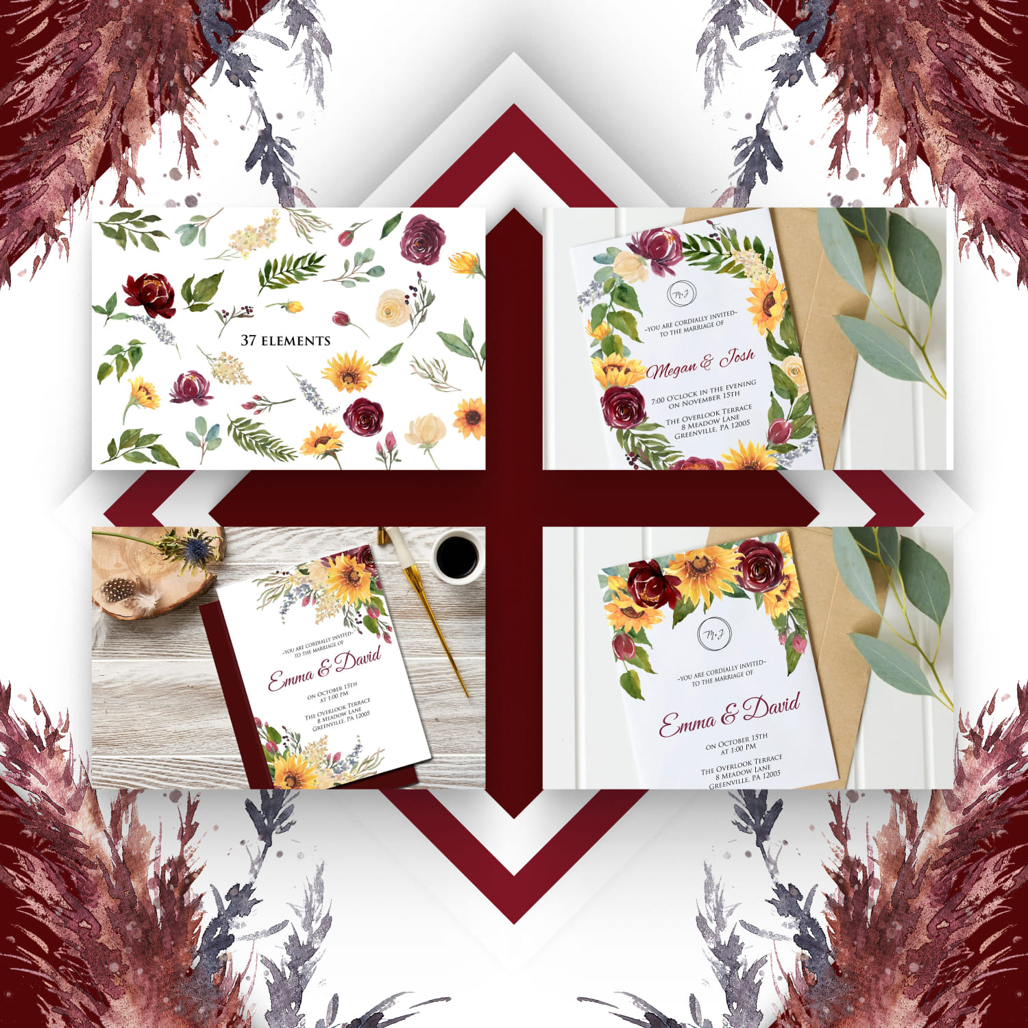 Sunflowers and Burgundy Flowers cover.