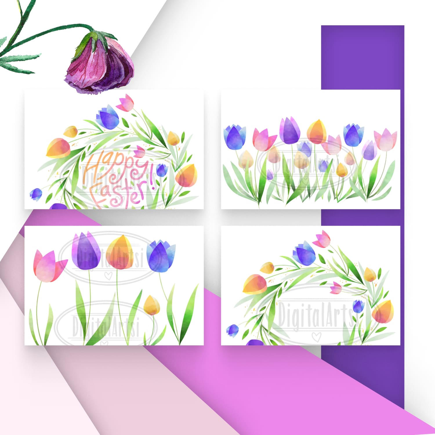 Watercolor Tulips Clipart cover.