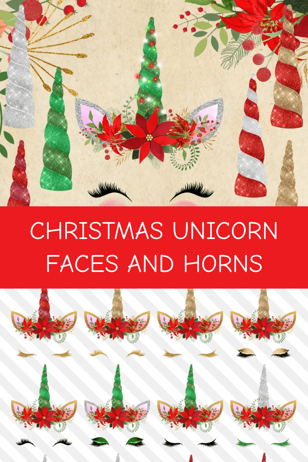 03 christmas unicorn faces and horns pinterest