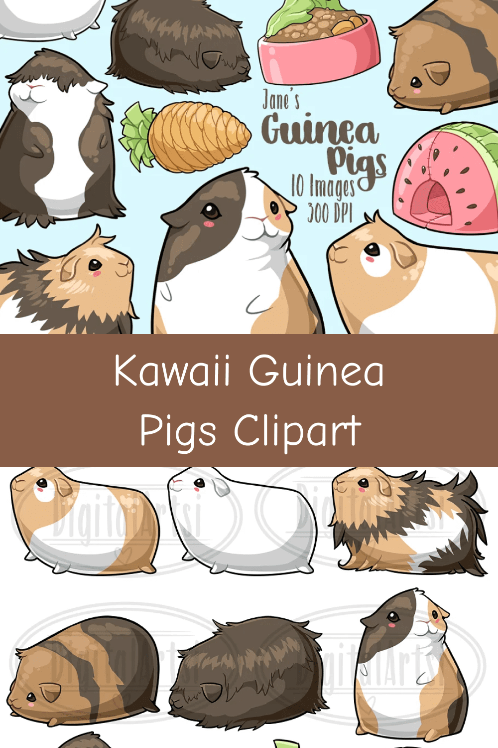 Kawaii Guinea Pigs Clipart.