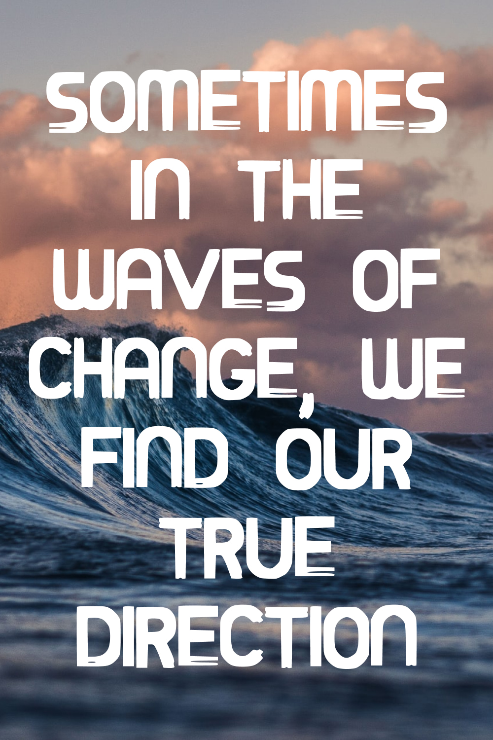 An example of a Over Sea font in white on an ocean wave background.