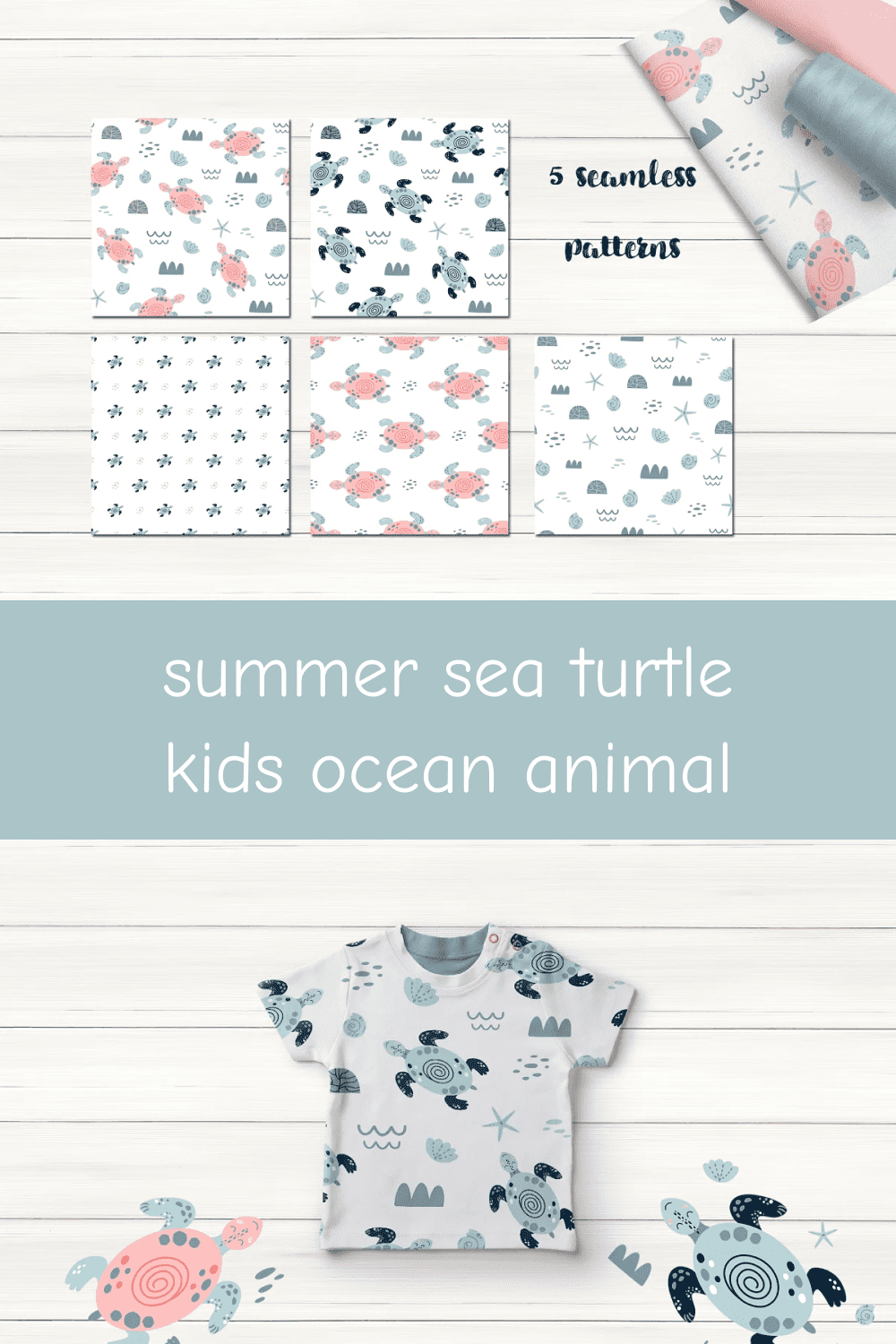 Summer Sea Turtle Kids Ocean Animal.
