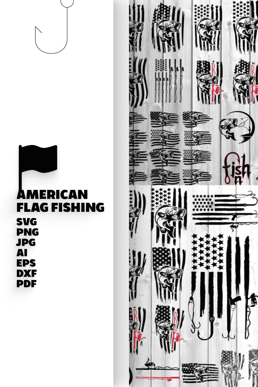 American Flag Fishing SVG.