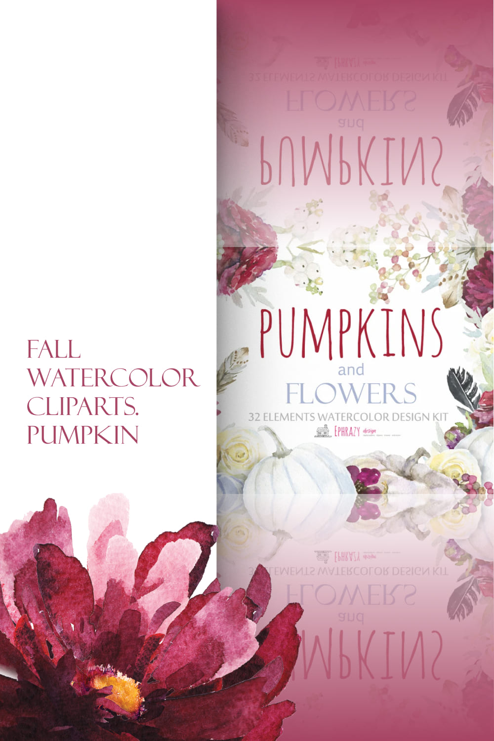 Fall Watercolor Cliparts. Pumpkin.
