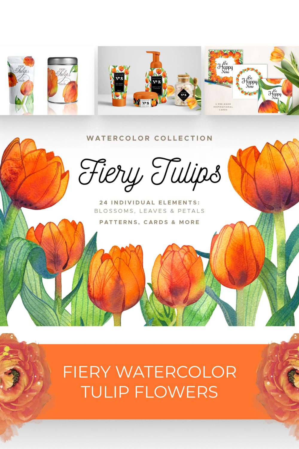 03 fiery watercolor tulip flowers1000x1500