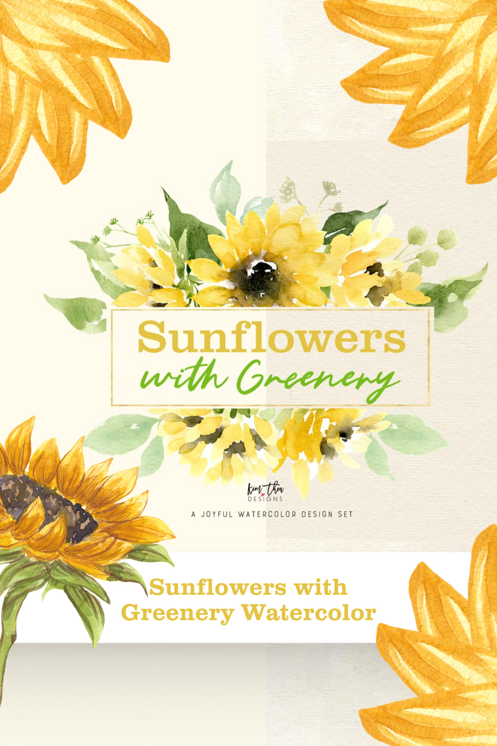 Sunflowers with Greenery Watercolor.