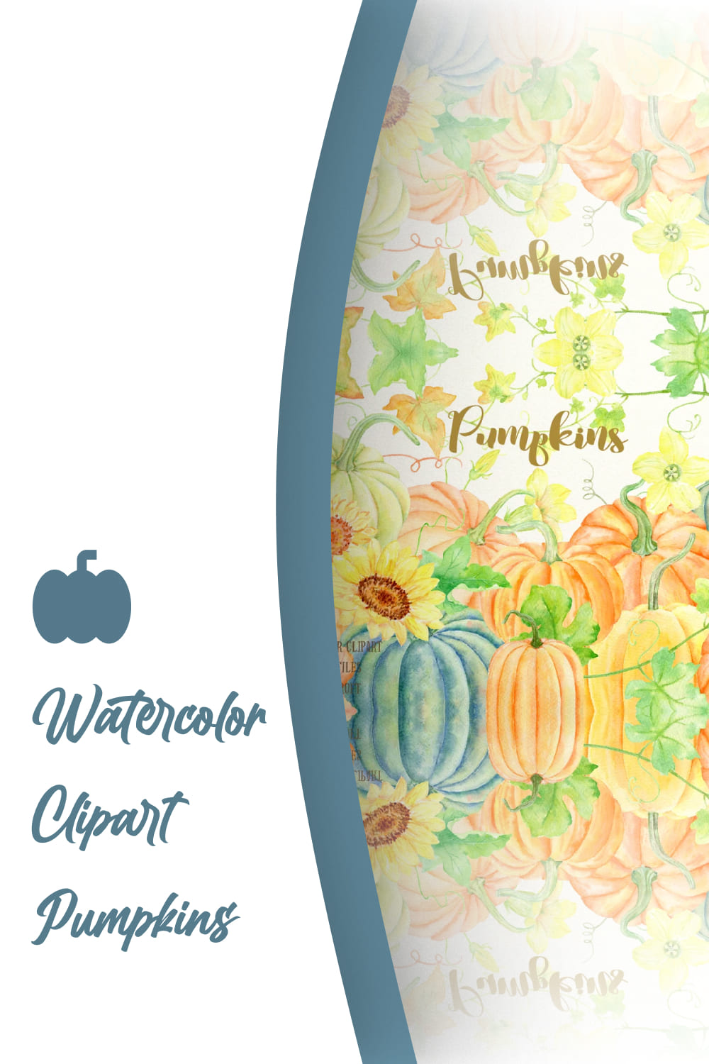 Watercolor Clipart Pumpkins.