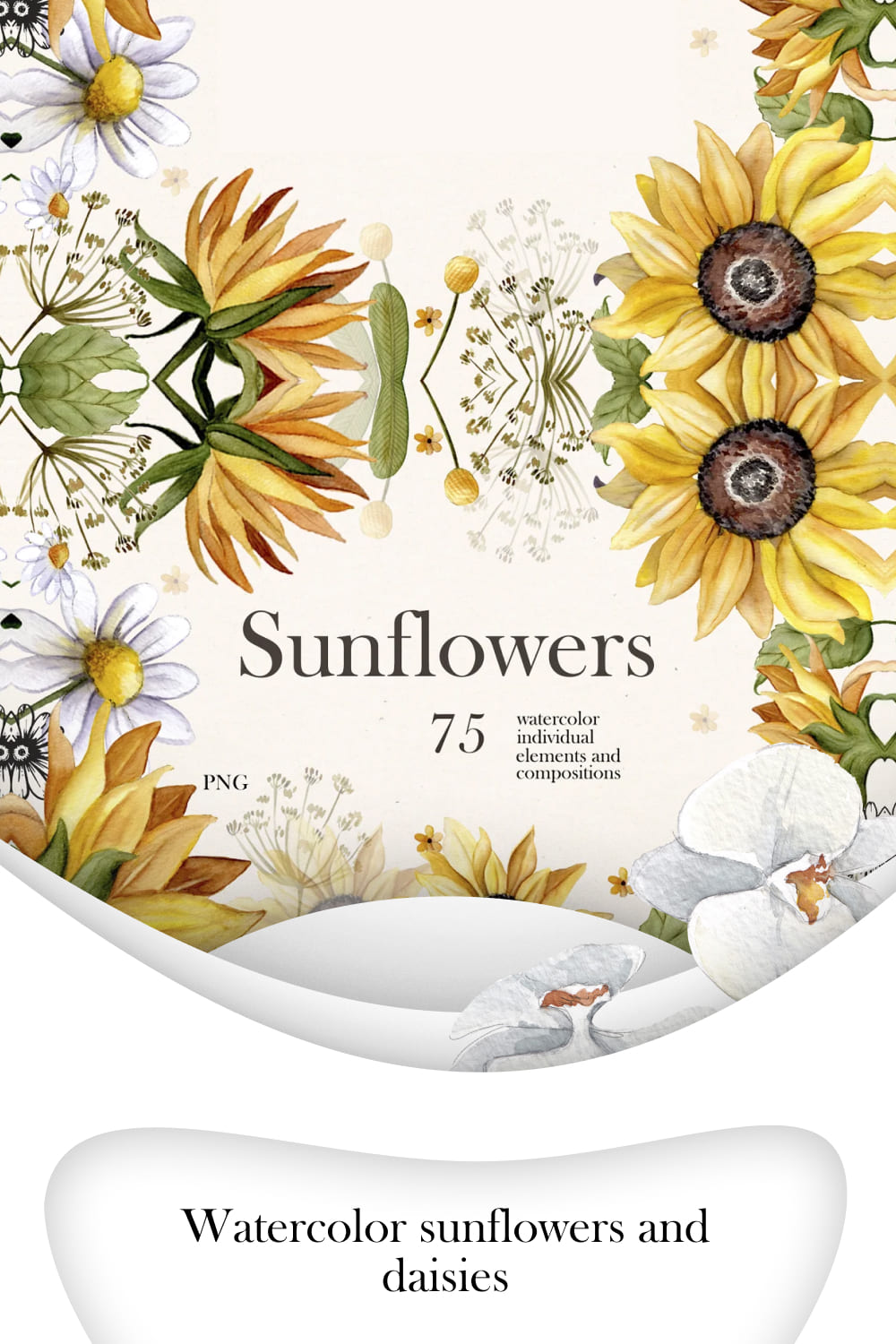 03 watercolor sunflowers and daisies1000x1500