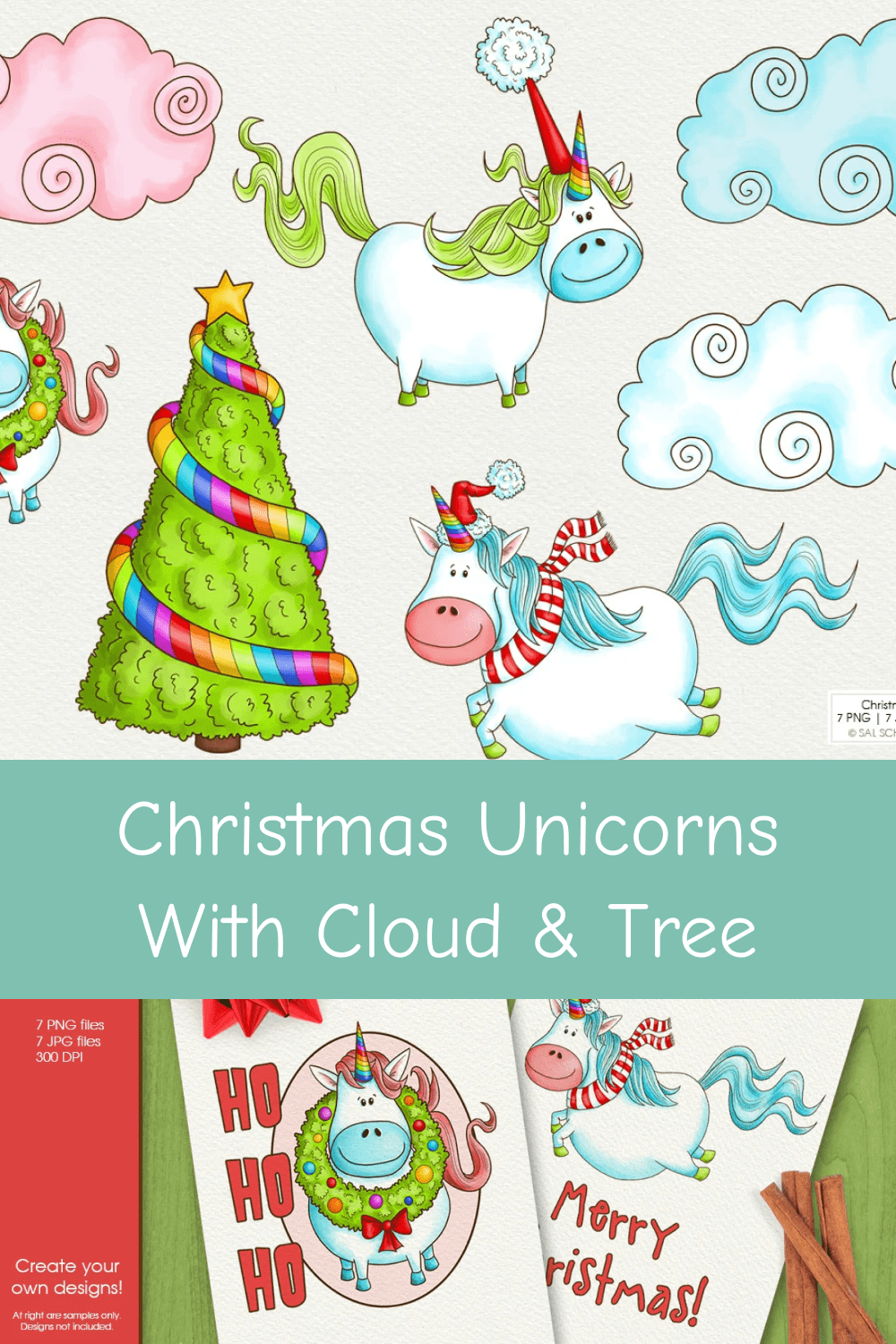 04 christmas unicorns with cloud tree 1000h1500