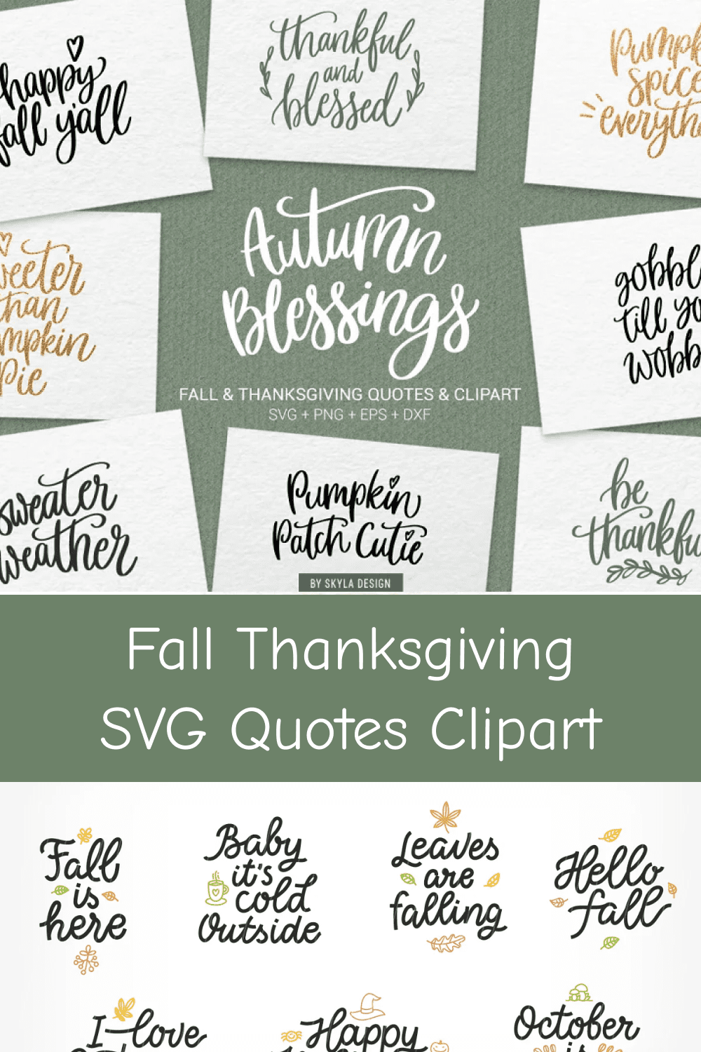 Fall Thanksgiving SVG Quotes Clipart.