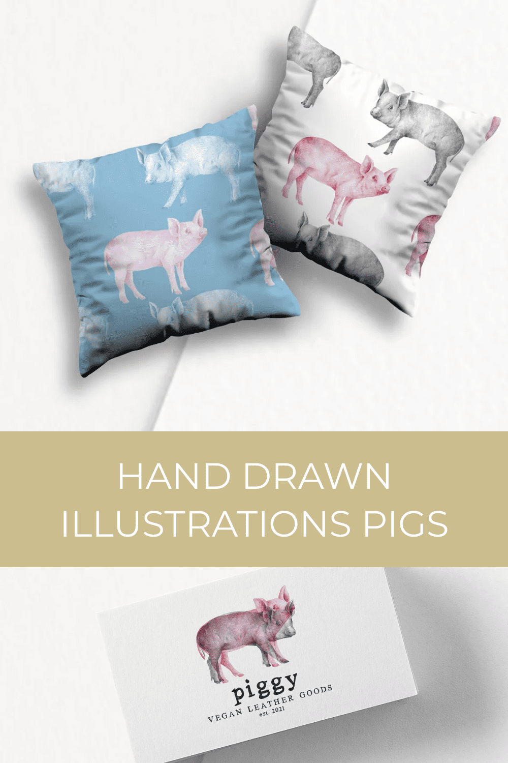 Hand Drawn Illustrations Pigs.