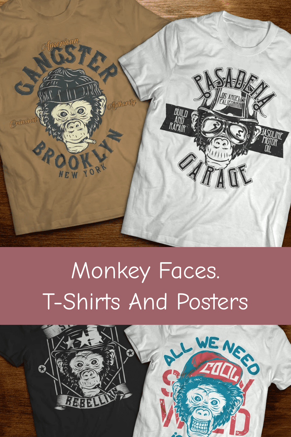 04 monkey faces. t shirts and posters 1000h1500