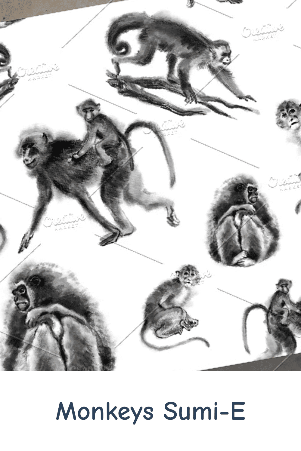 Monkeys Sumi-e.