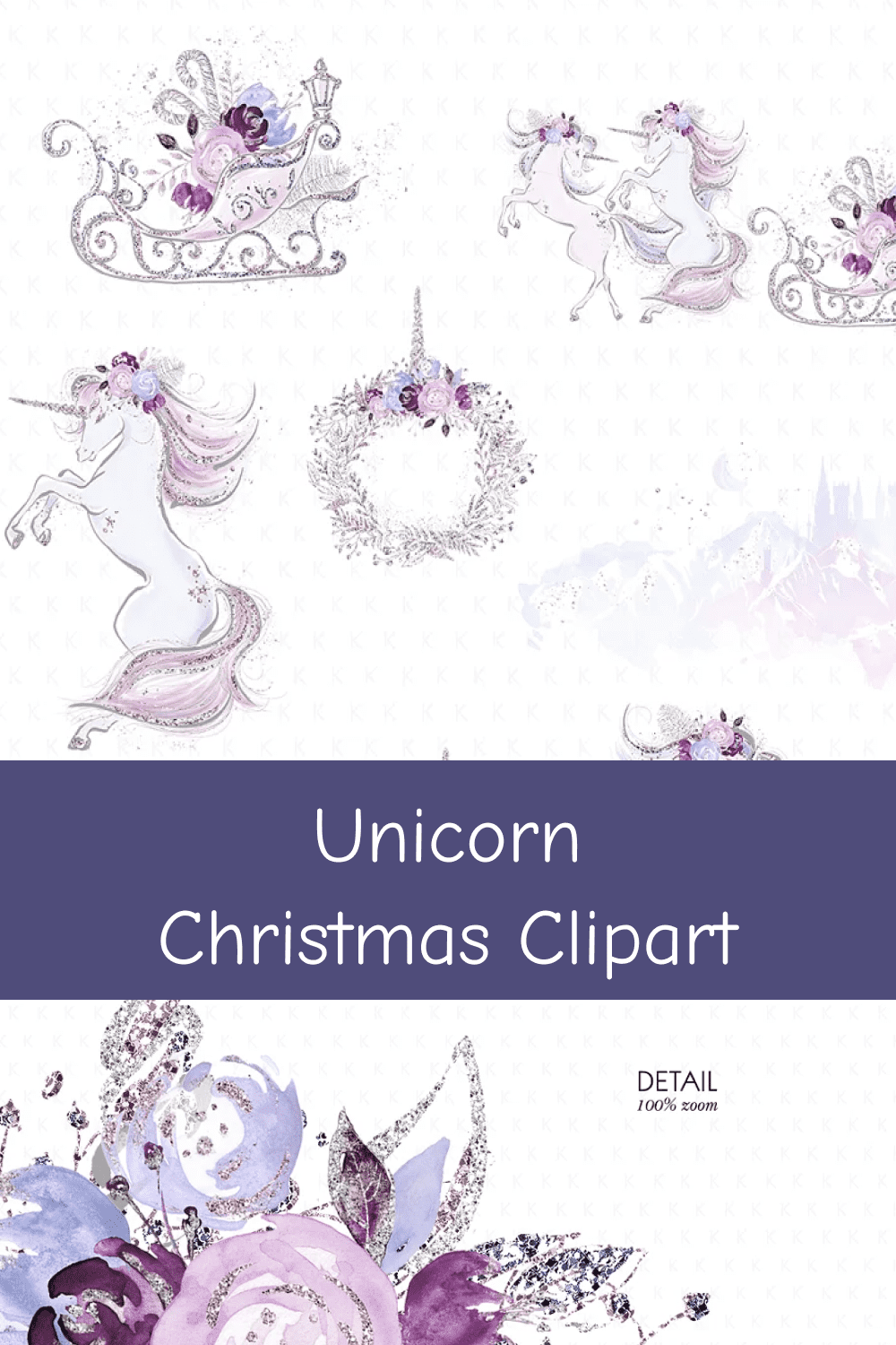 Unicorn Christmas Clipart.