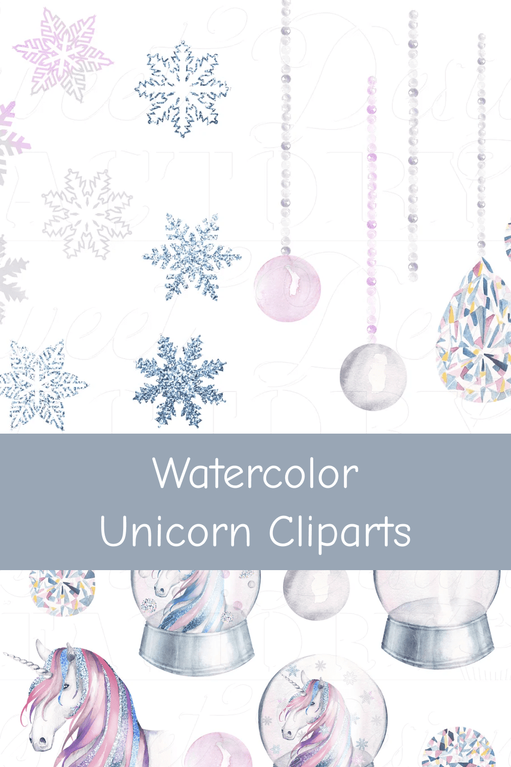 04 watercolor unicorn cliparts 1000h1500