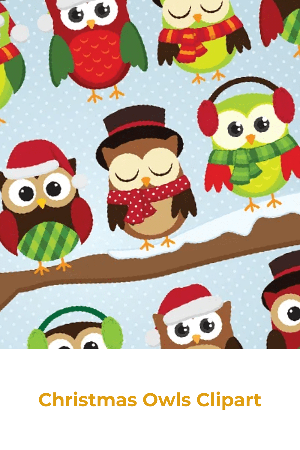 Christmas Owls Clipart.