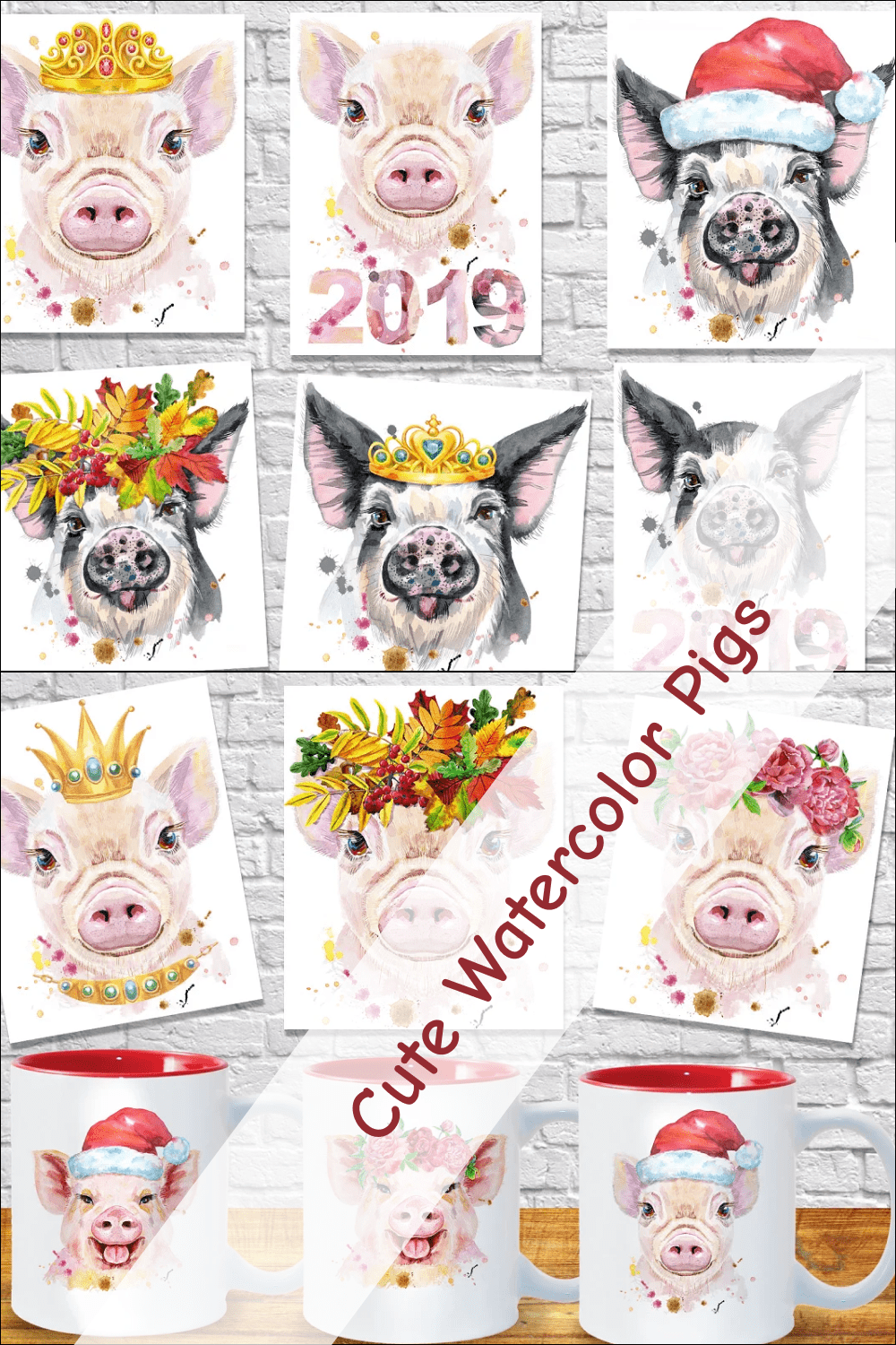 05 cute watercolor pigs 1000x1500 1