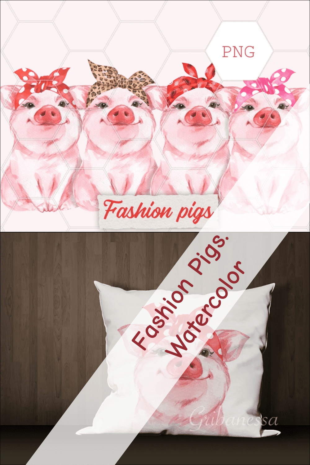 05 fashion pigs. watercolor 1000x1500 1