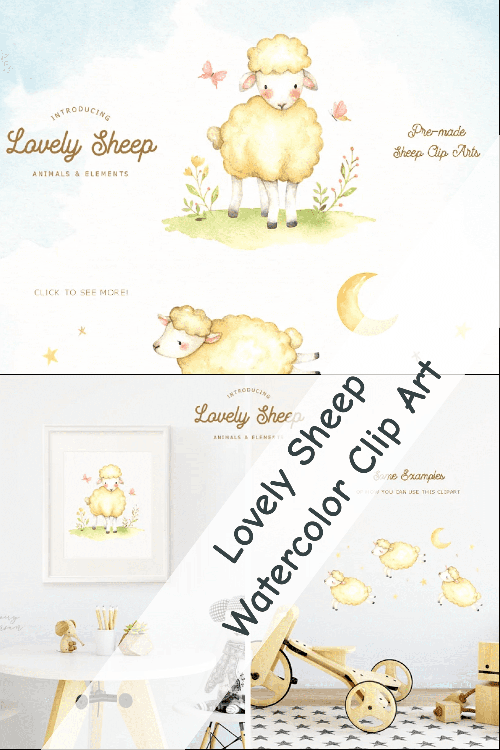 05 lovely sheep watercolor clip art 1000x1500 1