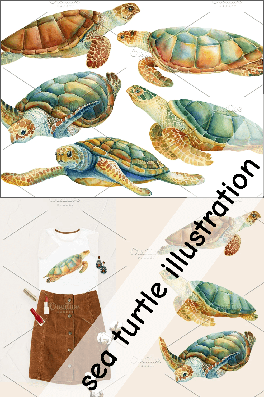 05 sea turtle illustration 1000x1500 1