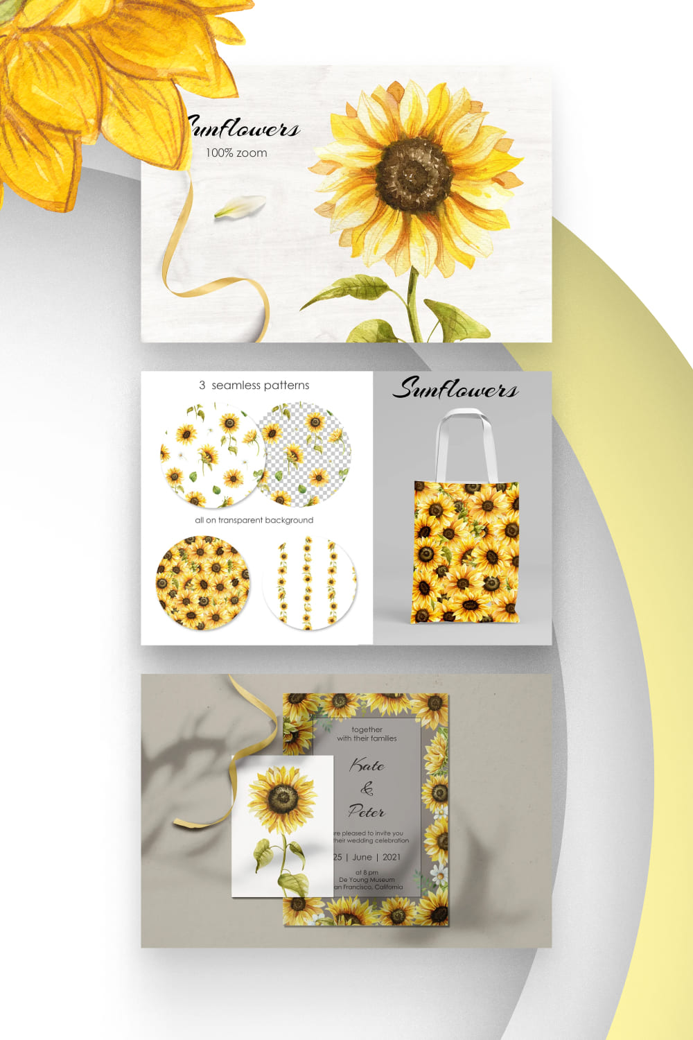 05 sunflowers watercolor collection1000x1500