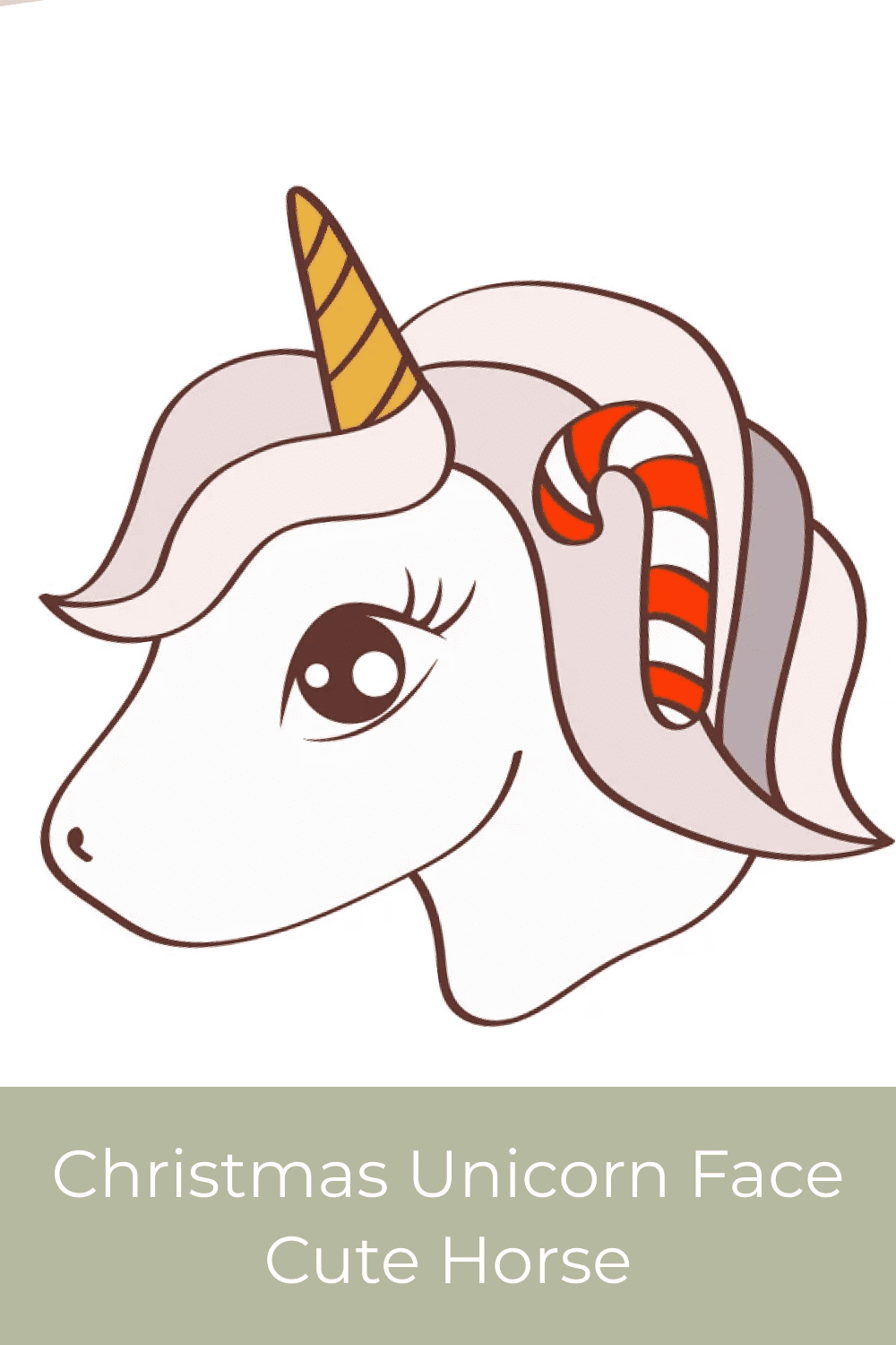 Christmas Unicorn Face, Cute Horse.