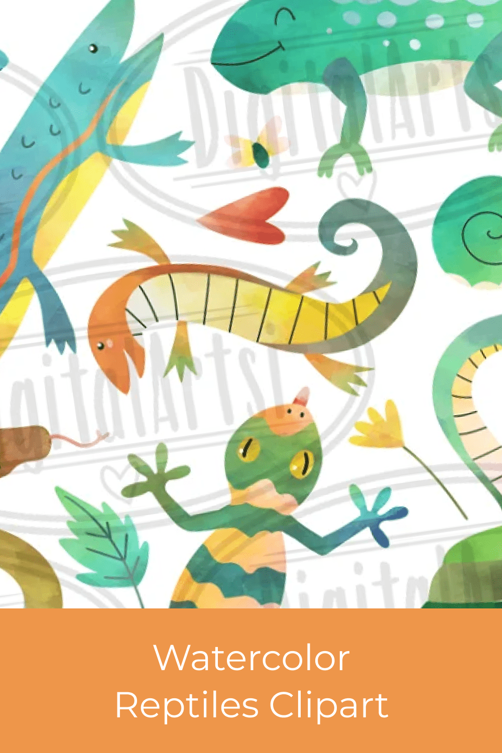 06 watercolor reptiles clipart 1000x1500 1