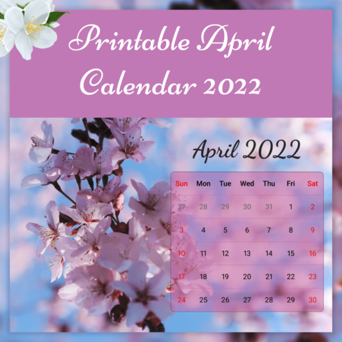 Free Downloadable April Calendar.